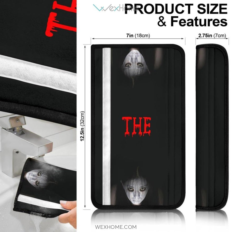Horror Movie Seat Belt Covers | The Grudge Female Face Black White Belt Covers
