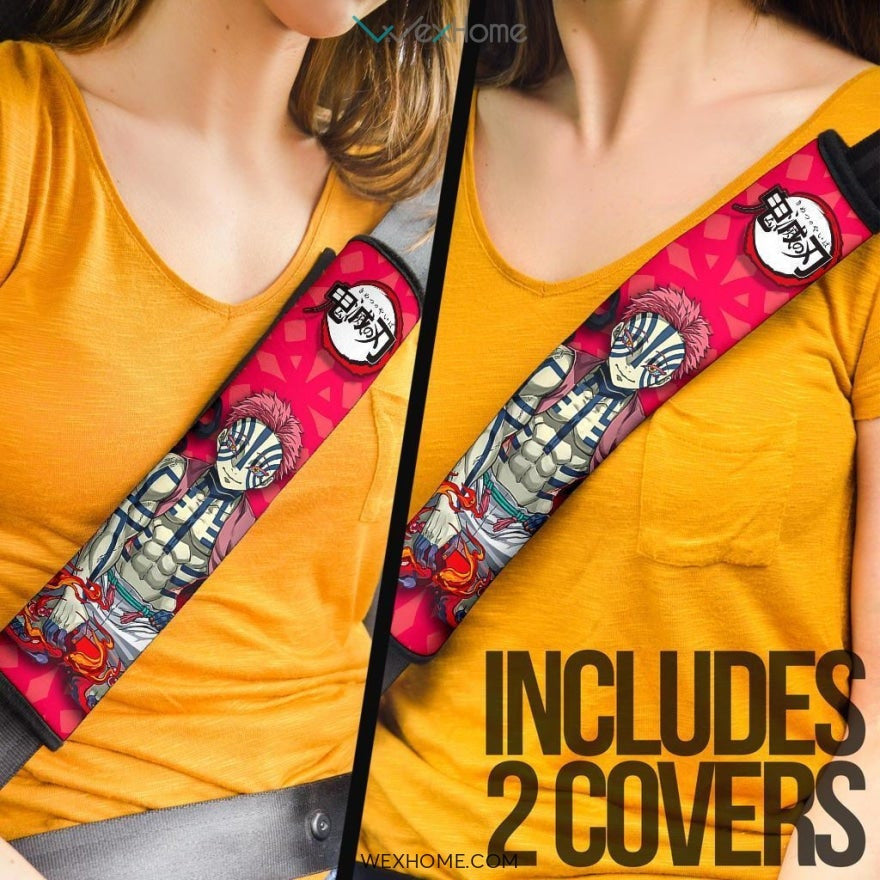 Akaza Seat Belt Covers Demon Slayers Anime Car Accessories