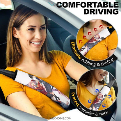 Darling In The Franxx Anime Seat Belt Covers | Zero Two 002 With Hiro Love And Strelitzia Darling Belt Covers
