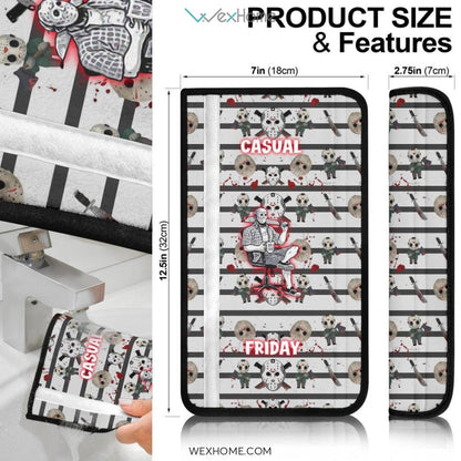 Horror Movie Seat Belt Covers | Jason Voorhees Resting Casual Friday Chibi Patterns Belt Covers