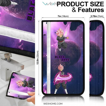 Dragon Ball Anime Seat Belt Covers | DB Black Goku Punk Hair Purple Galaxy Belt Covers