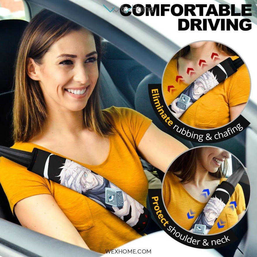 Jujutsu Kaisen Anime Seat Belt Covers | Cool Gojo Satoru Eye Reveal Cursed Rubik Belt Covers