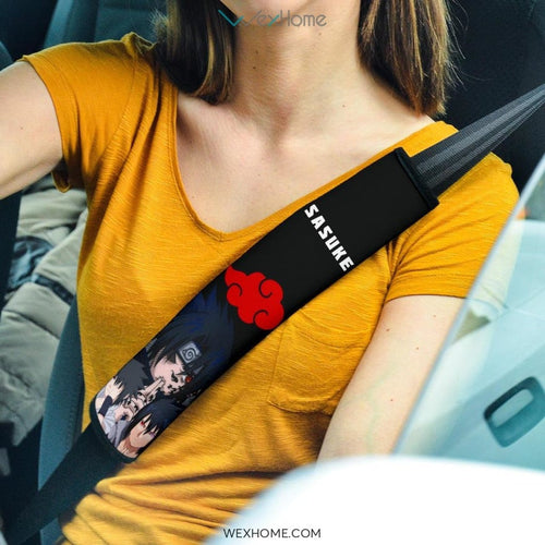 Naruto Anime Seat Belt Covers | Sasuke Eyes And Ninjutsu Using Curse Mark Belt Covers