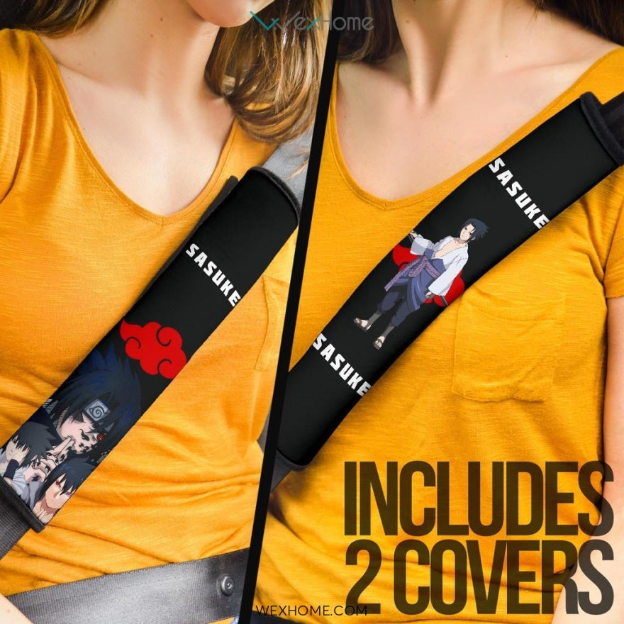 Naruto Anime Seat Belt Covers | Sasuke Eyes And Ninjutsu Using Curse Mark Belt Covers