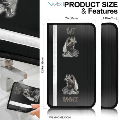 Horror Movie Seat Belt Covers | Bat Banshee Animal With Deer Antlers Artwork Belt Covers