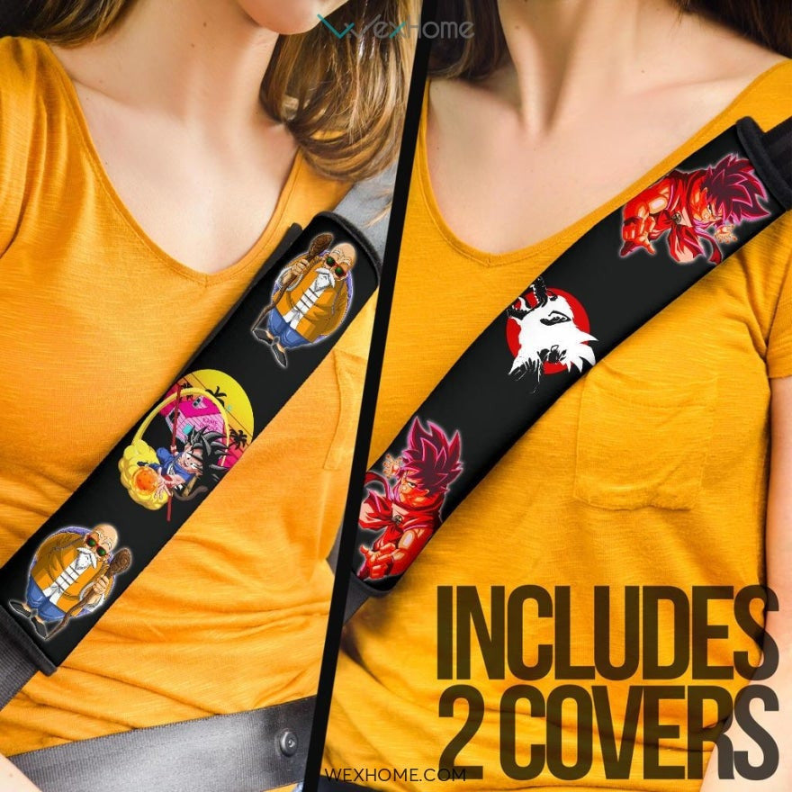 Dragon Ball Anime Seat Belt Covers | Goku Nimbus Clouds Master Roshi Belt Covers