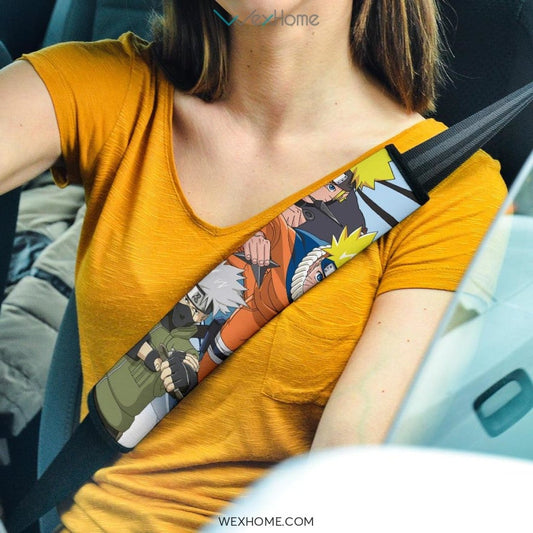 Naruto Anime Seat Belt Covers | Naruto Kunai Fighting In Ice And Kakashi Belt Covers