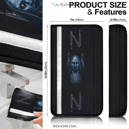 Horror Movie Seat Belt Covers | Scary Sister Nun Face Black White Belt Covers