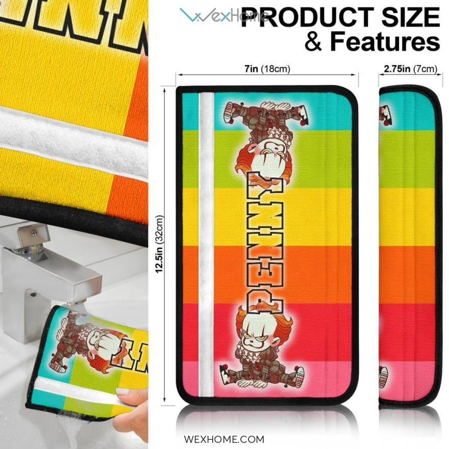 Horror Movie Seat Belt Covers | Pennywise Family Rainbow Belt Covers