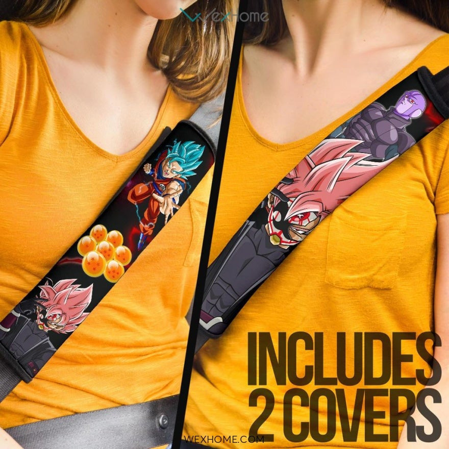 Dragon Ball Anime Seat Belt Covers | DB Evil Black Goku Silhouette Red Eyes Belt Covers