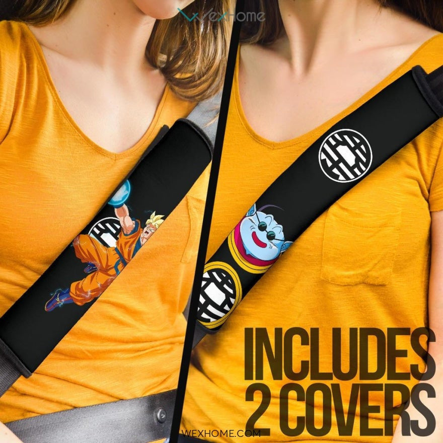 Dragon Ball Anime Seat Belt Covers | DB  Goku Power And Kingkai Black Belt Covers