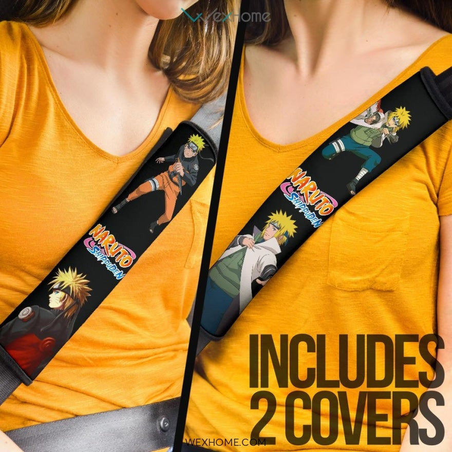 Naruto Anime Seat Belt Covers | Minato And Naruto Hokage Power Belt Covers