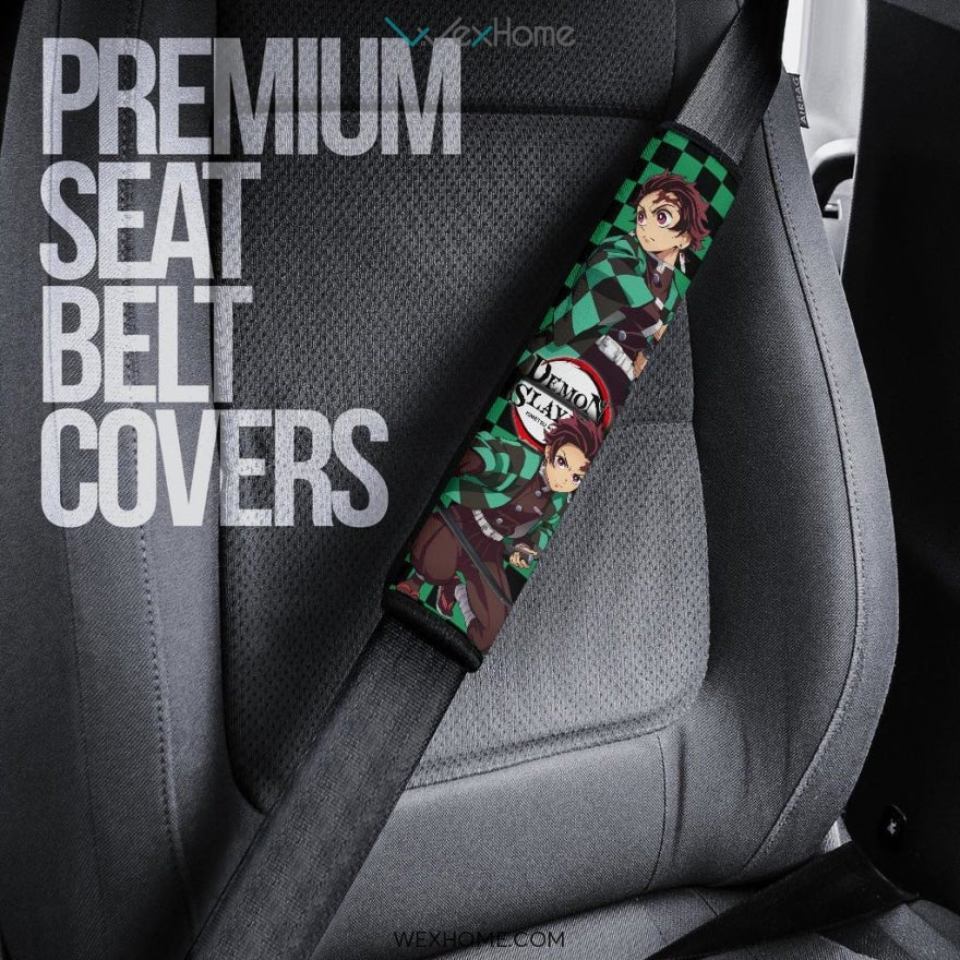 Demon Slayer Anime Seat Belt Covers | Tanjiro Fire Sword Water Dragon Power Belt Covers