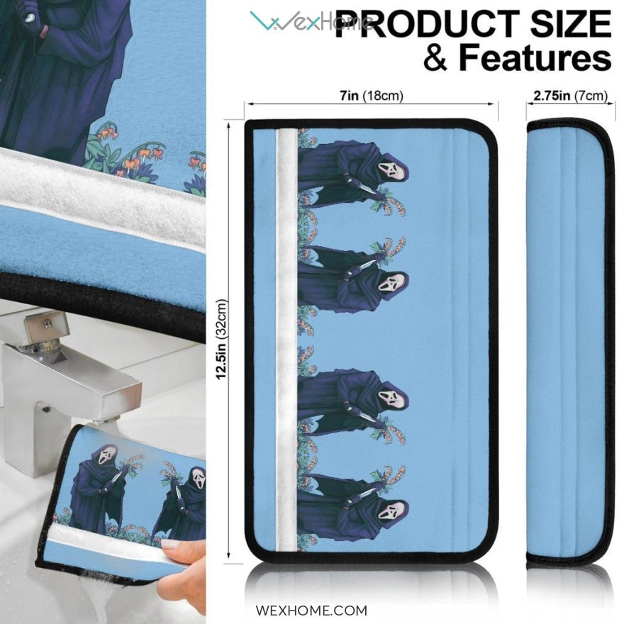 Horror Movie Seat Belt Covers | Screamers Ghostface Cutting Flowers Belt Covers