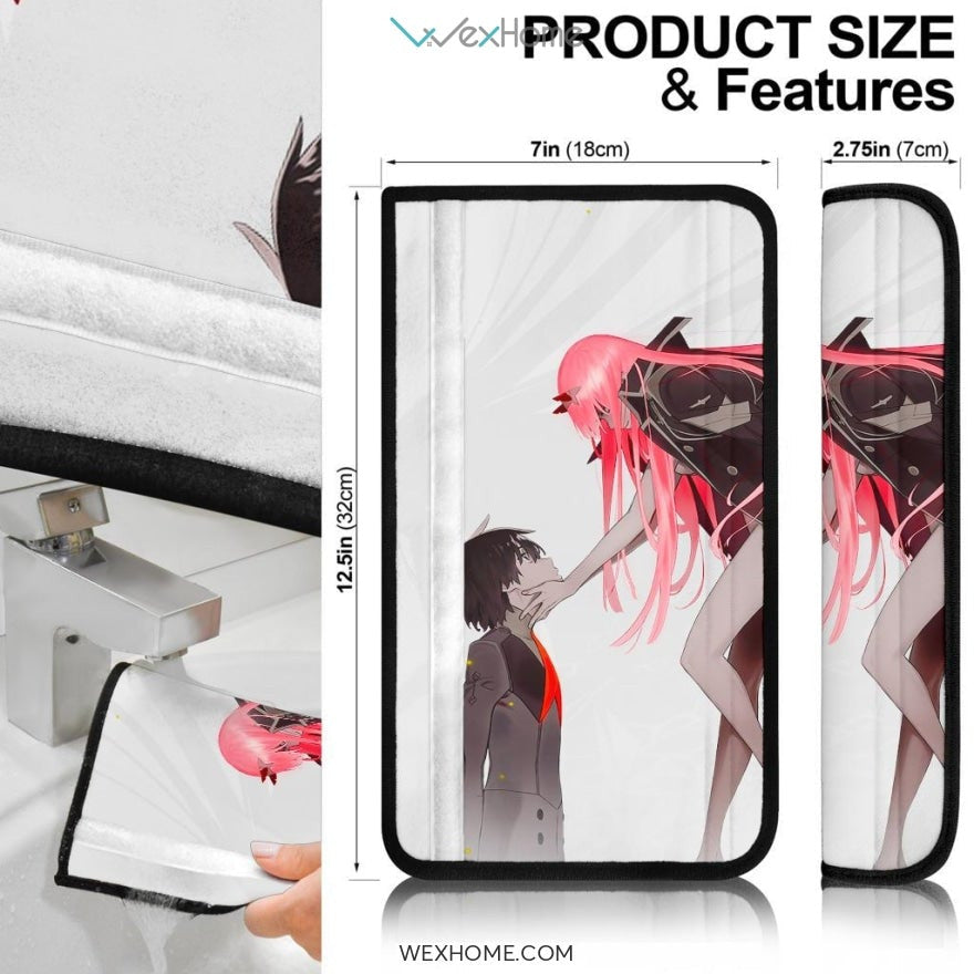Darling In The Franxx Anime Seat Belt Covers | Zero Two With Strelitzia Darling Anh Hiro Goodbye Belt Covers