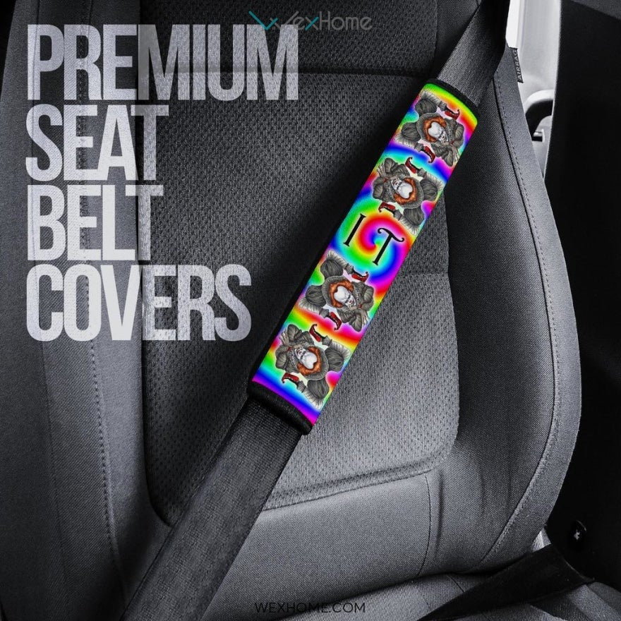 Horror Movie Seat Belt Covers | Evil IT Pennywise Rainbow Spiral Belt Covers