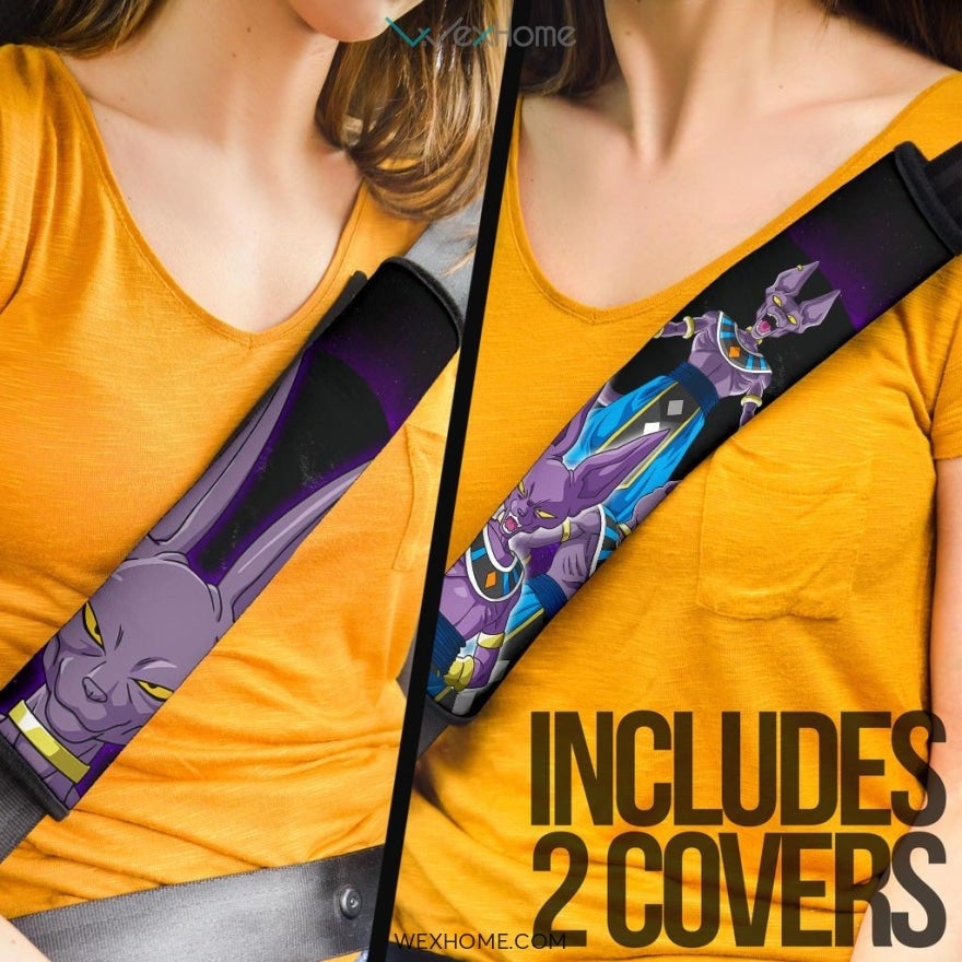 Dragon Ball Anime Seat Belt Covers | DB Beerus Universe Power Moments Blue Galaxy Belt Covers