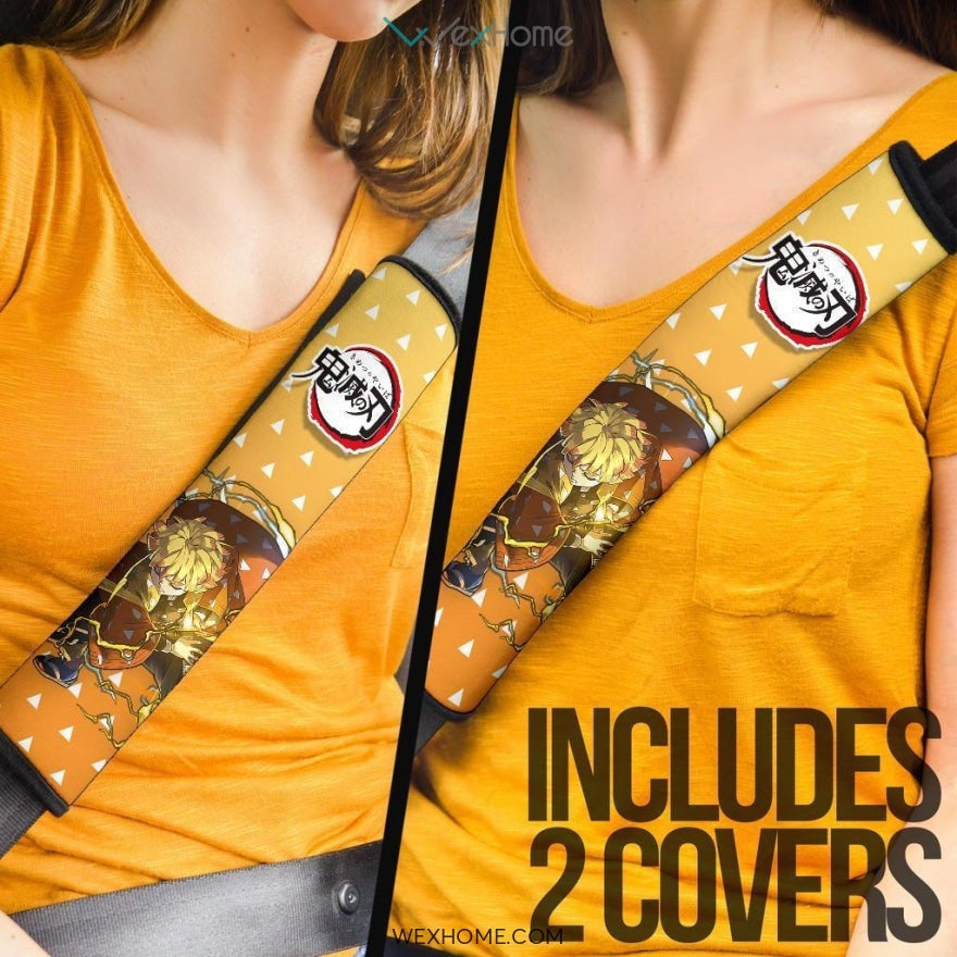 Zenitsu Agatsuma Seat Belt Covers Demon Slayers Anime Car Accessories
