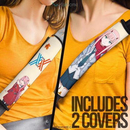 Darling In The Franxx Anime Seat Belt Covers | Zero Two School Girl Leaf Fall Belt Covers