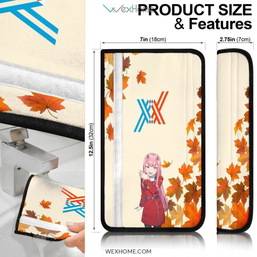 Darling In The Franxx Anime Seat Belt Covers | Zero Two School Girl Leaf Fall Belt Covers