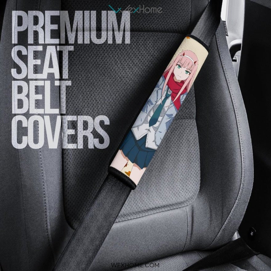Darling In The Franxx Anime Seat Belt Covers | Zero Two School Girl Leaf Fall Belt Covers