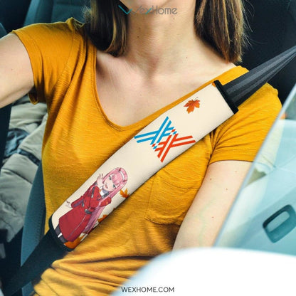 Darling In The Franxx Anime Seat Belt Covers | Zero Two School Girl Leaf Fall Belt Covers