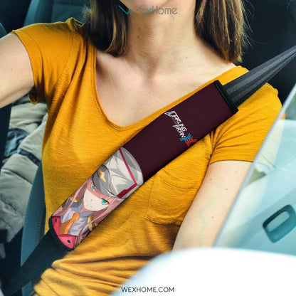 Darling In The Franxx Anime Seat Belt Covers | Evil Captain Zero Two 002 With Strelitzia Belt Covers
