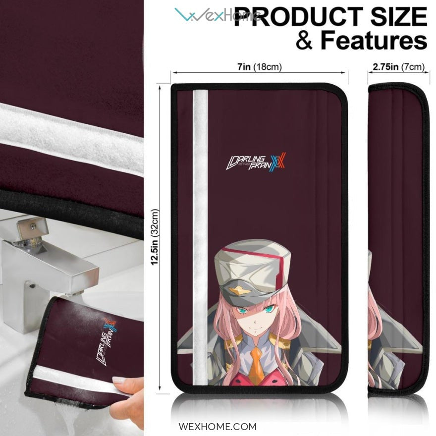 Darling In The Franxx Anime Seat Belt Covers | Evil Captain Zero Two 002 With Strelitzia Belt Covers