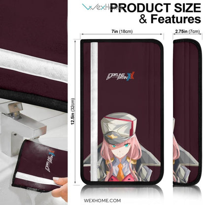 Darling In The Franxx Anime Seat Belt Covers | Evil Captain Zero Two 002 With Strelitzia Belt Covers