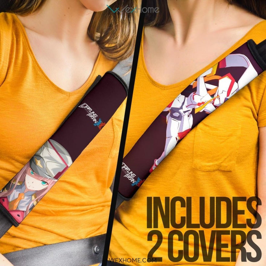Darling In The Franxx Anime Seat Belt Covers | Evil Captain Zero Two 002 With Strelitzia Belt Covers
