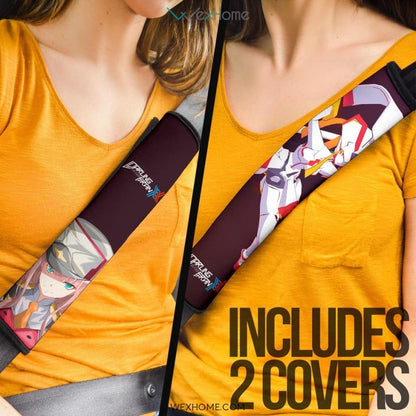 Darling In The Franxx Anime Seat Belt Covers | Evil Captain Zero Two 002 With Strelitzia Belt Covers