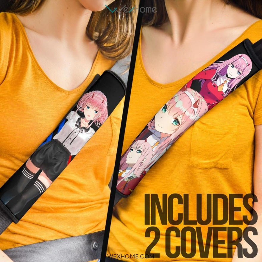 Darling In The Franxx Anime Seat Belt Covers | Zero Two Code 002 Go To School Girl Belt Covers