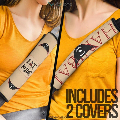 Horror Movie Seat Belt Covers | Hanibal Eat The Rude Black Scary Mouth Belt Covers