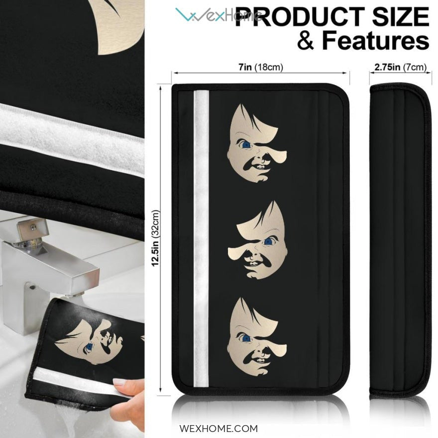 Horror Movie Seat Belt Covers | Chucky Shadow Face Minimal Belt Covers