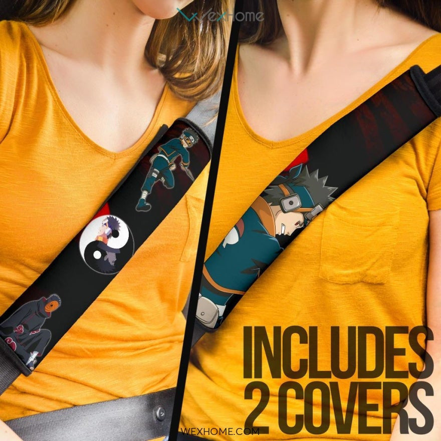 Naruto Anime Seat Belt Covers | Obito Sharingan Yin And Yang Past And Present Belt Covers