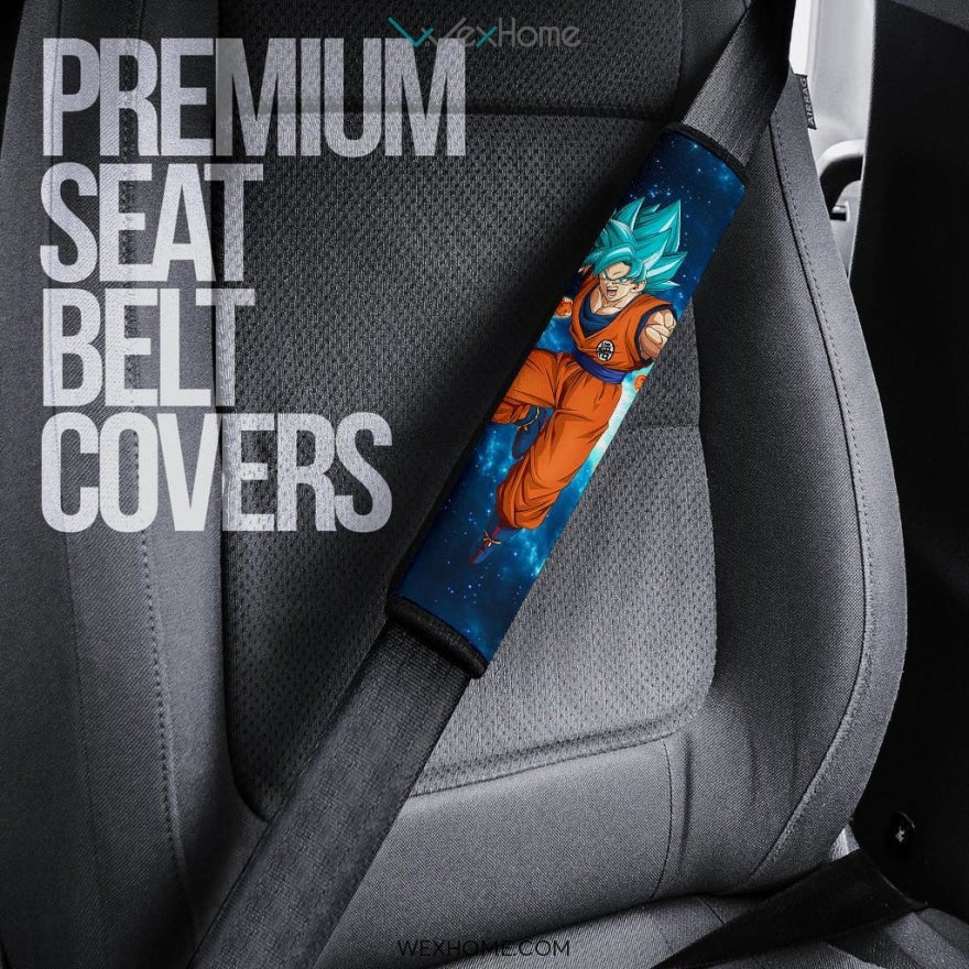 Dragon Ball Anime Seat Belt Covers | DB Blue Goku Power Moments Blue Galaxy Belt Covers