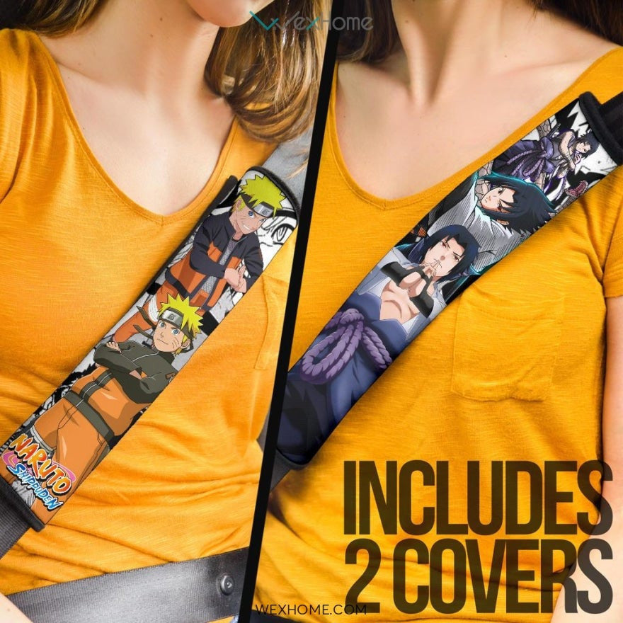 Naruto Anime Seat Belt Covers | Naruto Vs Sasuke Fighting Moments Mix Comic Belt Covers