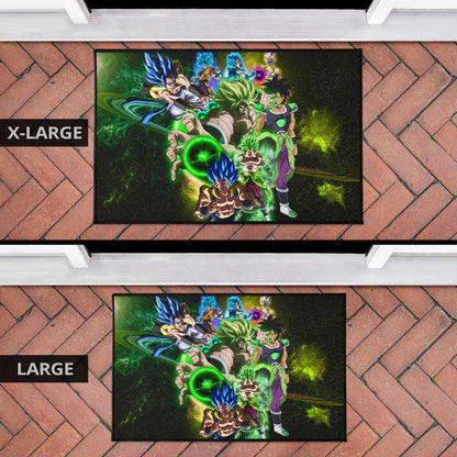 Dragon Ball Anime Door Mat | DB Goku And Vegeta Green Power Galaxy Door Mat Home Decor