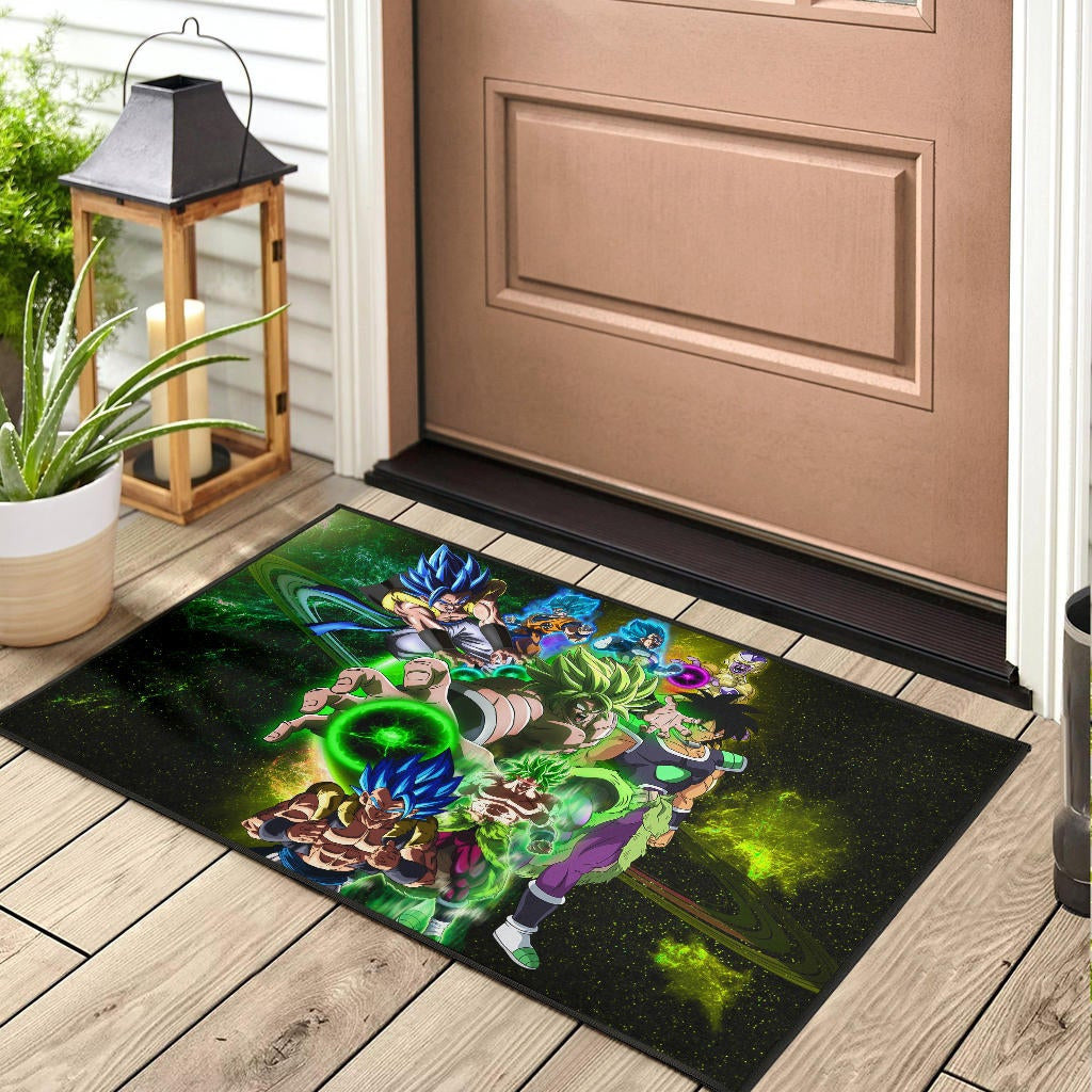 Dragon Ball Anime Door Mat | DB Goku And Vegeta Green Power Galaxy Door Mat Home Decor
