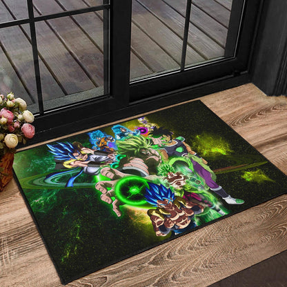 Dragon Ball Anime Door Mat | DB Goku And Vegeta Green Power Galaxy Door Mat Home Decor