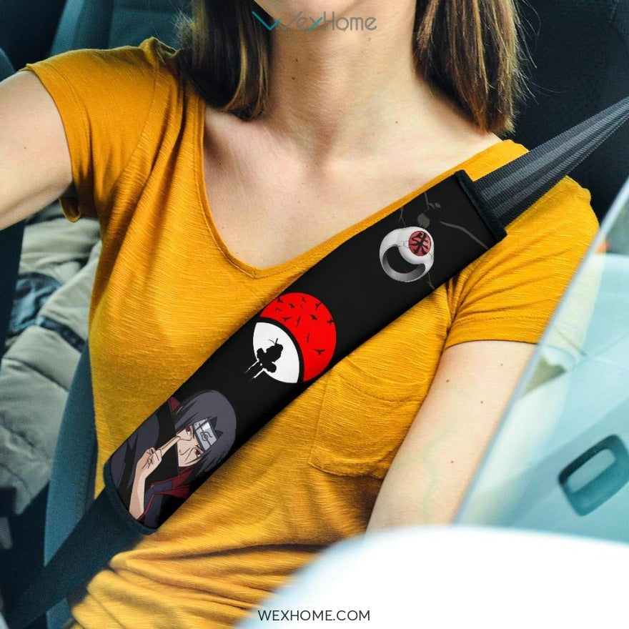 Naruto Anime Seat Belt Covers | Itachi Uchiha Sharingan Power Anbu And Akatsuki Spy Belt Covers