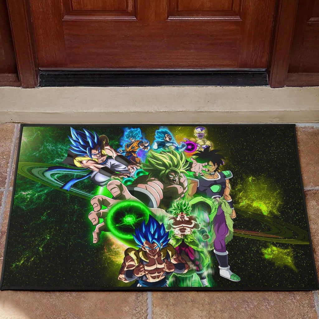 Dragon Ball Anime Door Mat | DB Goku And Vegeta Green Power Galaxy Door Mat Home Decor
