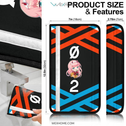 Darling In The Franxx Anime Seat Belt Covers | Chibi Zero Two Eat Candy Belt Covers