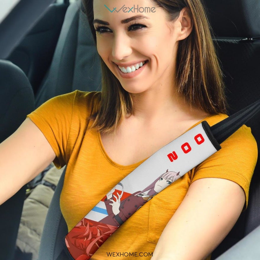 Darling In The Franxx Anime Seat Belt Covers | Strelizia Darling Red Zero Two With Blue Hiro Belt Covers