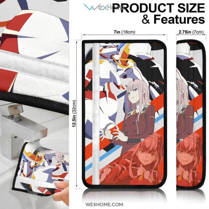 Darling In The Franxx Anime Seat Belt Covers | Strelizia Darling Red Zero Two With Blue Hiro Belt Covers