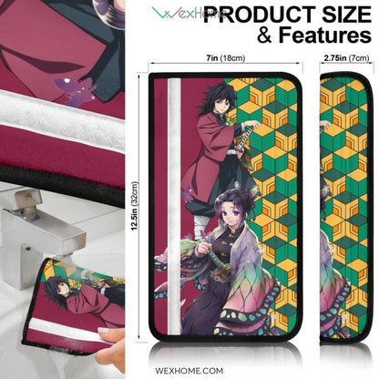 Demon Slayer Anime Seat Belt Covers | Giyuu And Shinobu Sweet Love Kiss Belt Covers