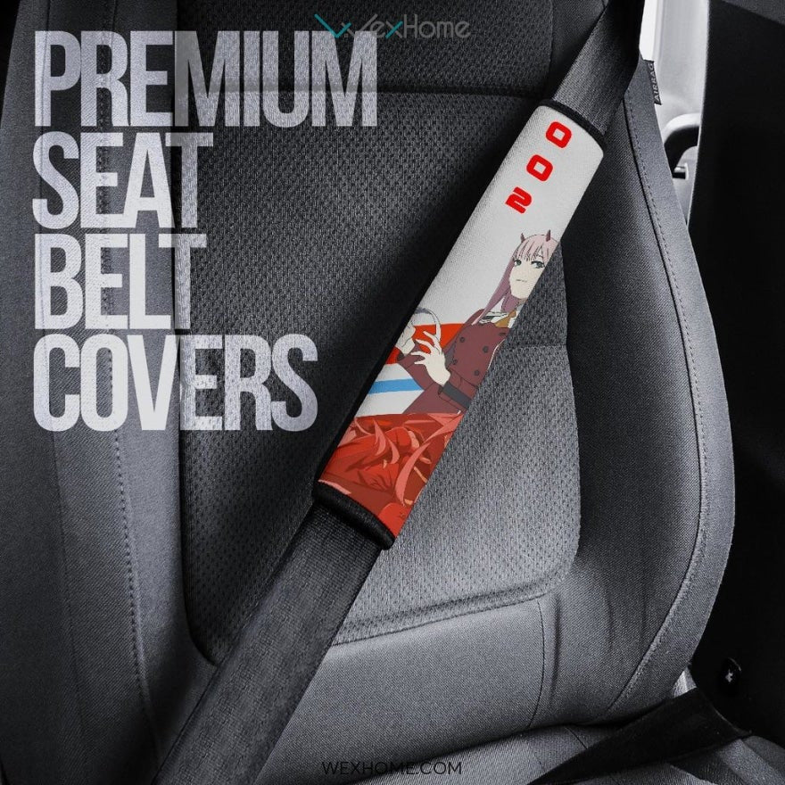Darling In The Franxx Anime Seat Belt Covers | Strelizia Darling Red Zero Two With Blue Hiro Belt Covers