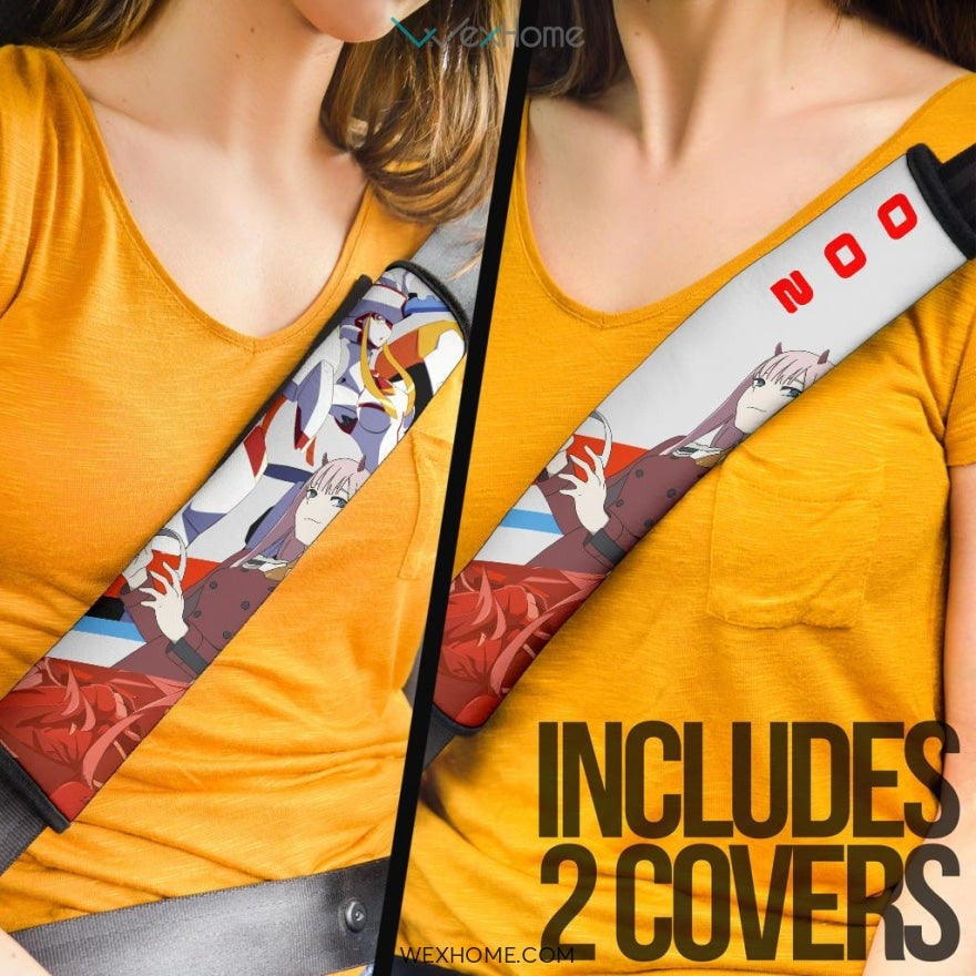 Darling In The Franxx Anime Seat Belt Covers | Strelizia Darling Red Zero Two With Blue Hiro Belt Covers