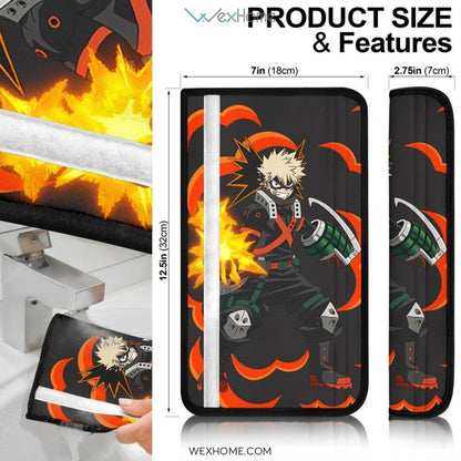 My Hero Academia Anime Seat Belt Covers | MHA Katsuki Bakugou Boom Warning Belt Covers