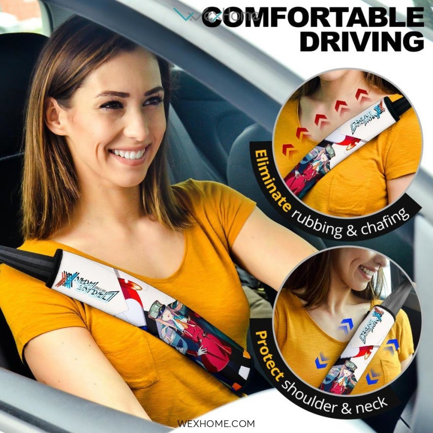 Darling In The Franxx Anime Seat Belt Covers | Strelizia Darling Robots Captain Zero Two Belt Covers